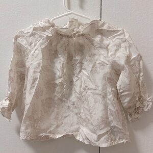 Never worn, no tags Bonpoint silky shirt with floral pattern back button closure